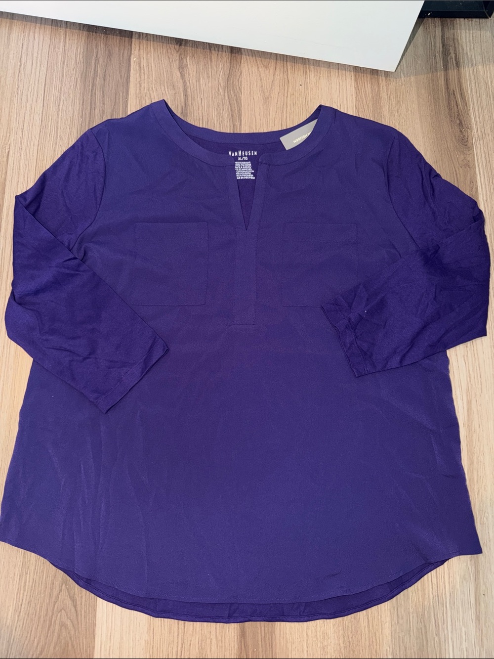Van Heusen Deep Purple Split-Neck Women's Blouse
